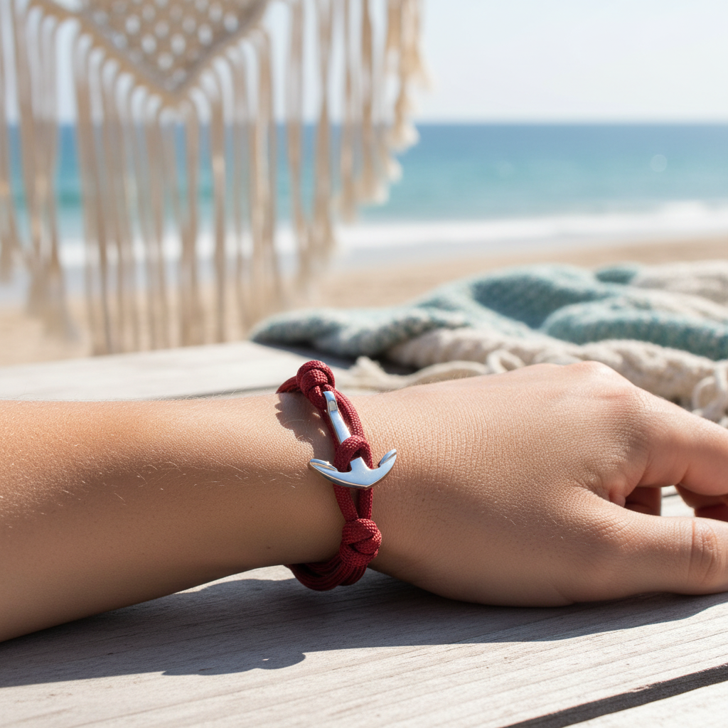 Nautical Anchor Braided Rope Bracelet — Adjustable, Unisex