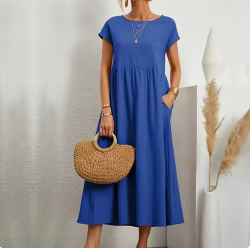 Women's A-Line Midi Dress with Pockets