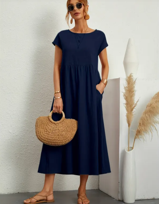 Women's A-Line Midi Dress with Pockets