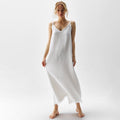Double-layer White Split Dress in Crepe Cotton