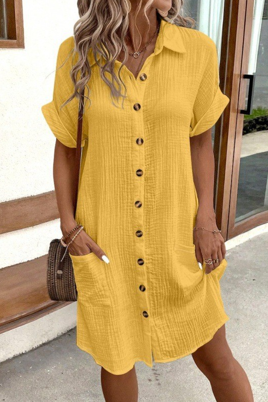 Southern Summer Button-Front Shirt Dress