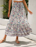 Bohemian Floral Maxi Dress with Lace Panels