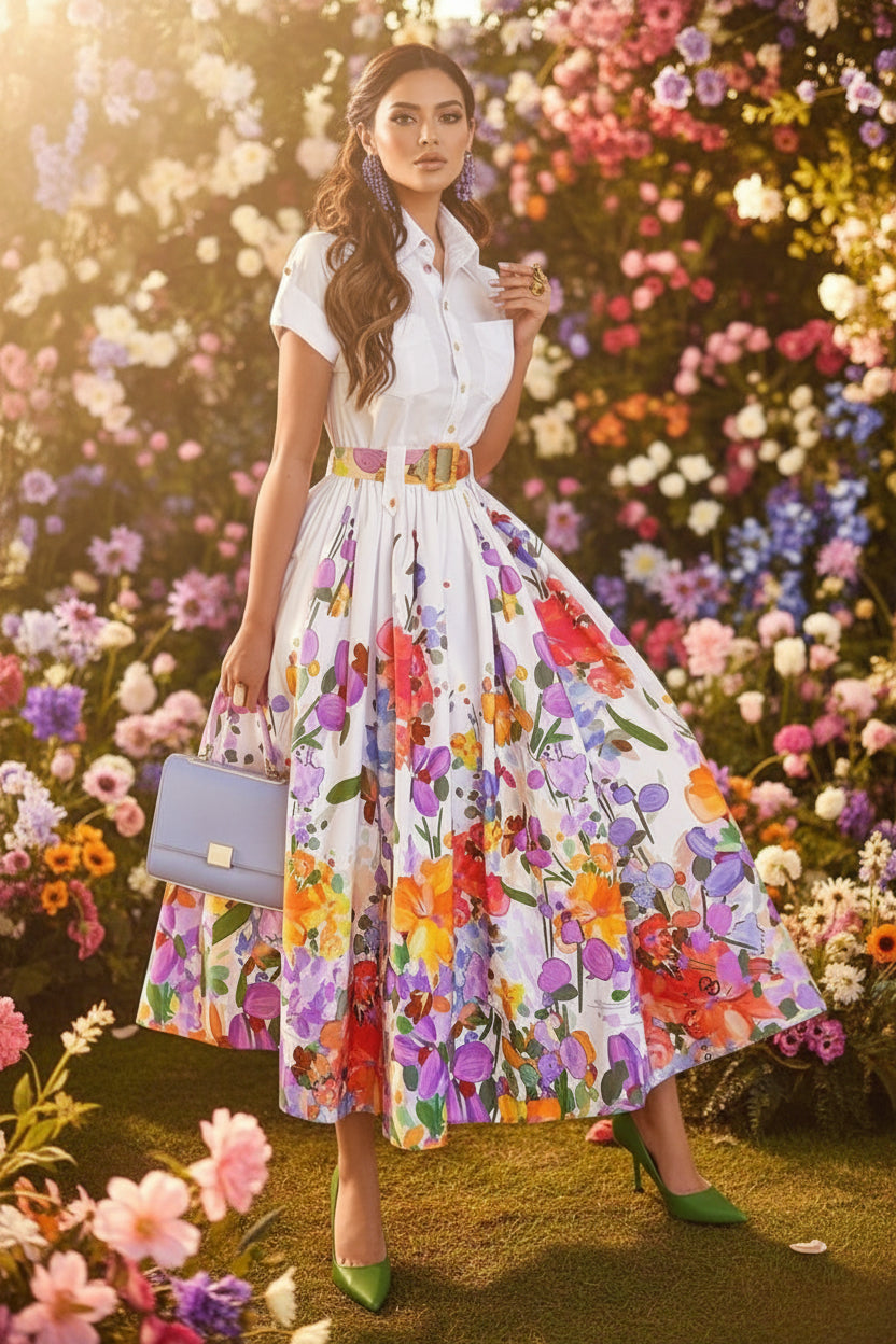 Wildflower Button Midi Dress in Full Bloom