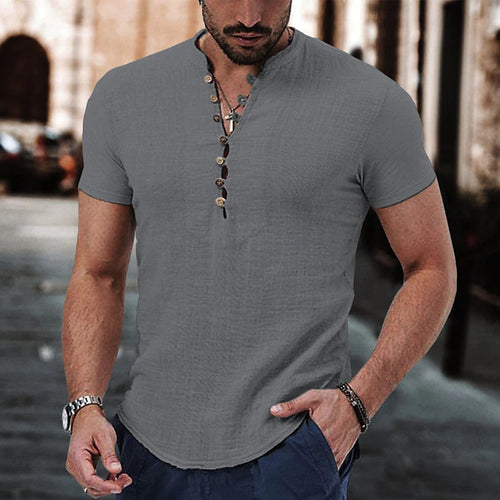 2023 Men's Linen Casual V-Neck Summer Shirt