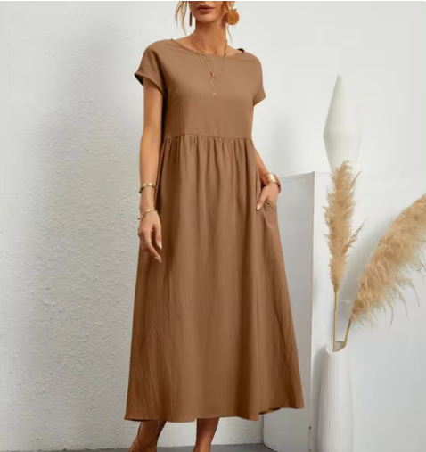 Women's A-Line Midi Dress with Pockets