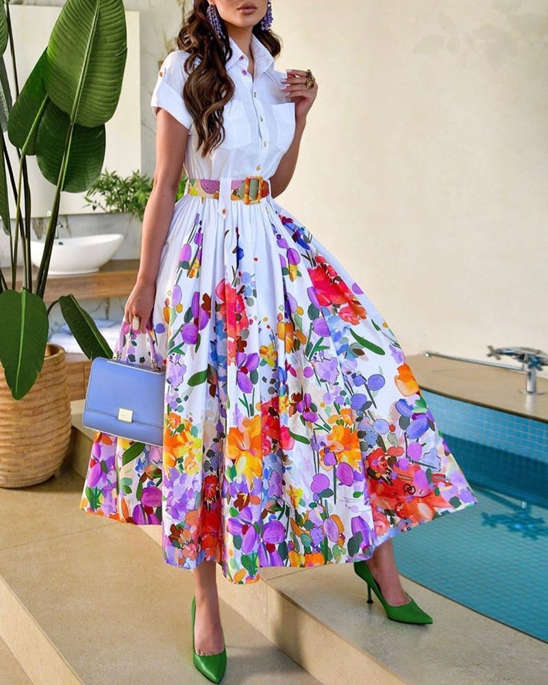 Wildflower Button Midi Dress in Full Bloom