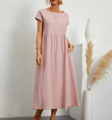 Women's A-Line Midi Dress with Pockets