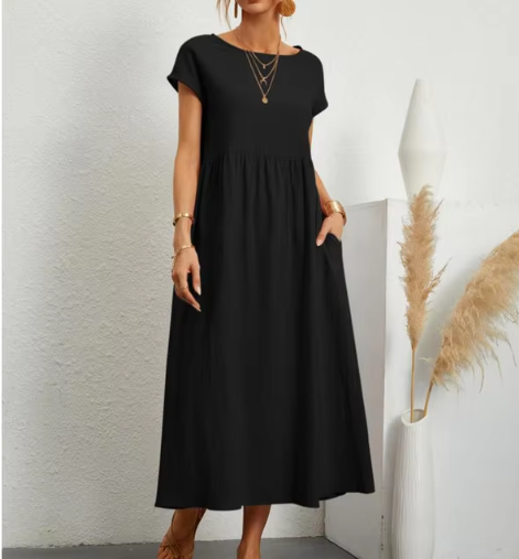 Women's A-Line Midi Dress with Pockets