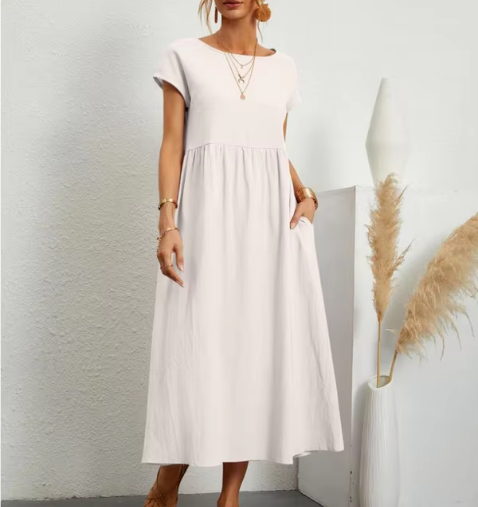 Women's A-Line Midi Dress with Pockets