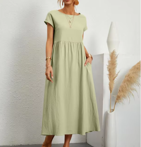 Women's A-Line Midi Dress with Pockets